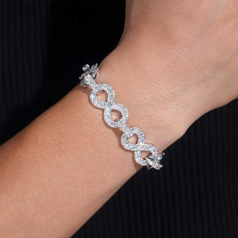 Diamond hair new 13mm 925 silver inlaid moissanite 8-shaped Cuban chain necklace bracelet Wuzhou