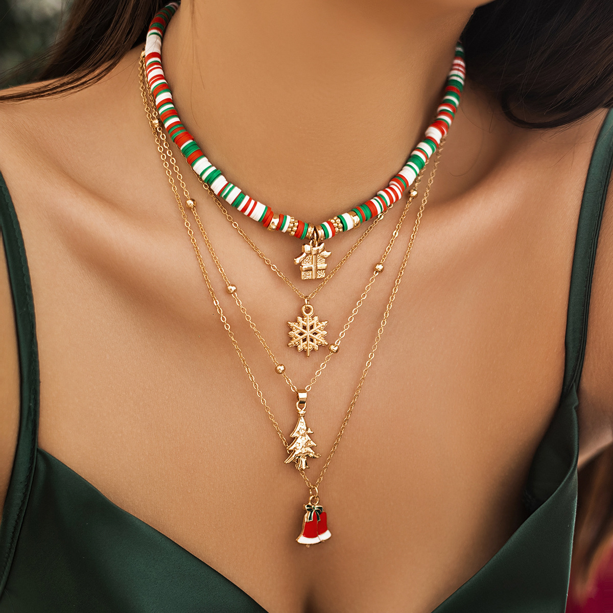 designer Beaded Choker Women's Necklace Christmas Snowman Gift Imitation Crystal fashion Jewelry
