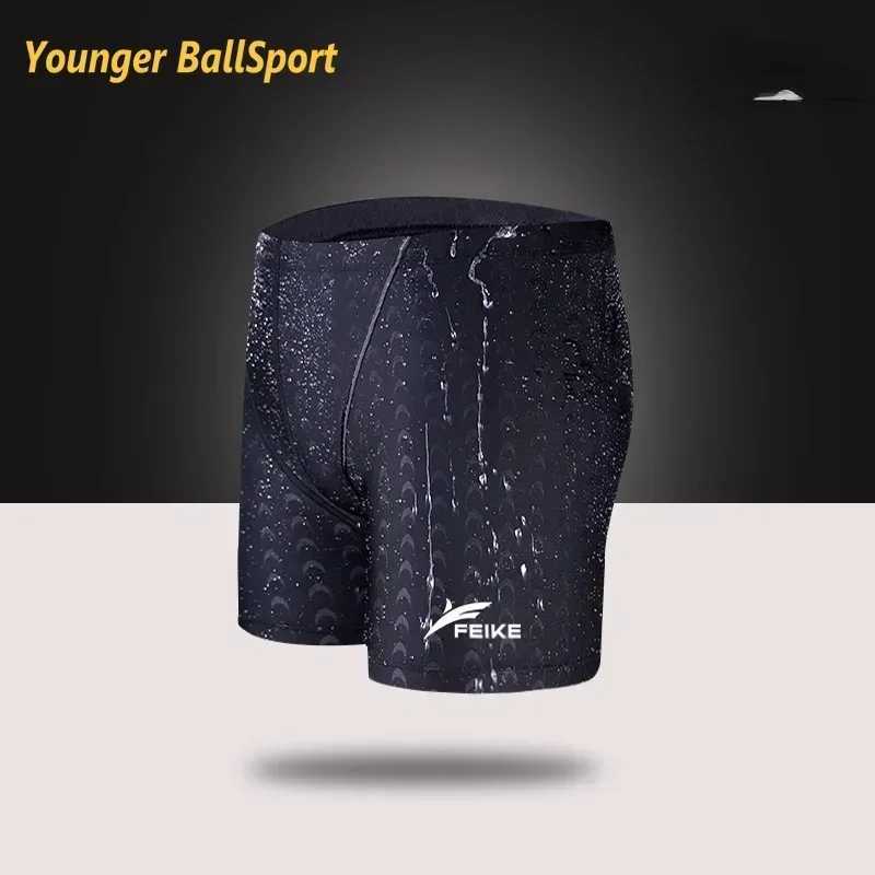 2025 Mens Beach Swimming Pool Waterproof Swimsuit Five Rod Swimming Rod Shark Skin Pattern Breathable Sports Training Swimming Shorts W250214