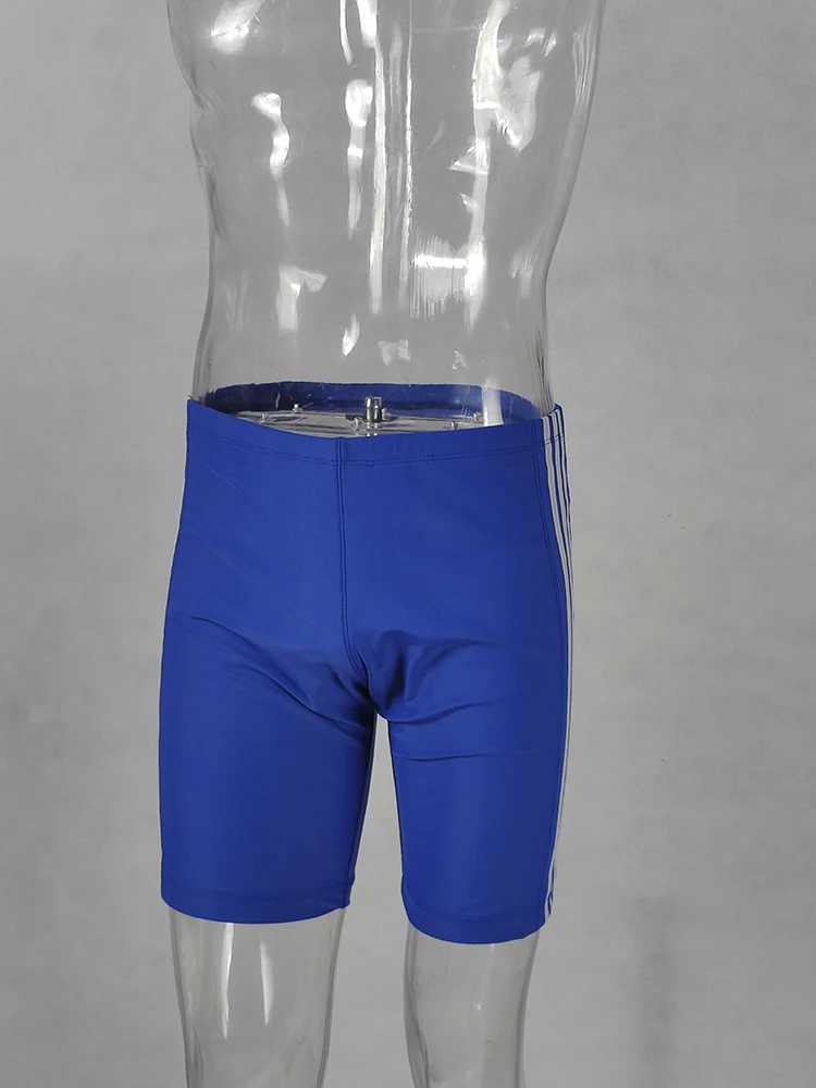 Private custom mens tight fitting low waist boxer black and white swimming trunk fast drying W250214