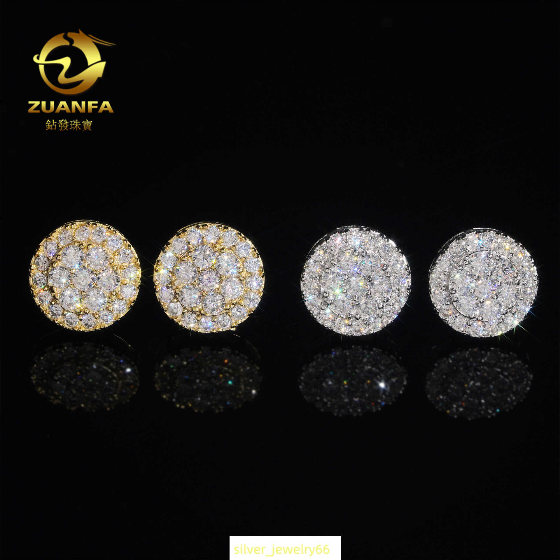 2024 new mens and womens creative flower hip-hop jewelry 925 silver earrings with Mozambique earrings