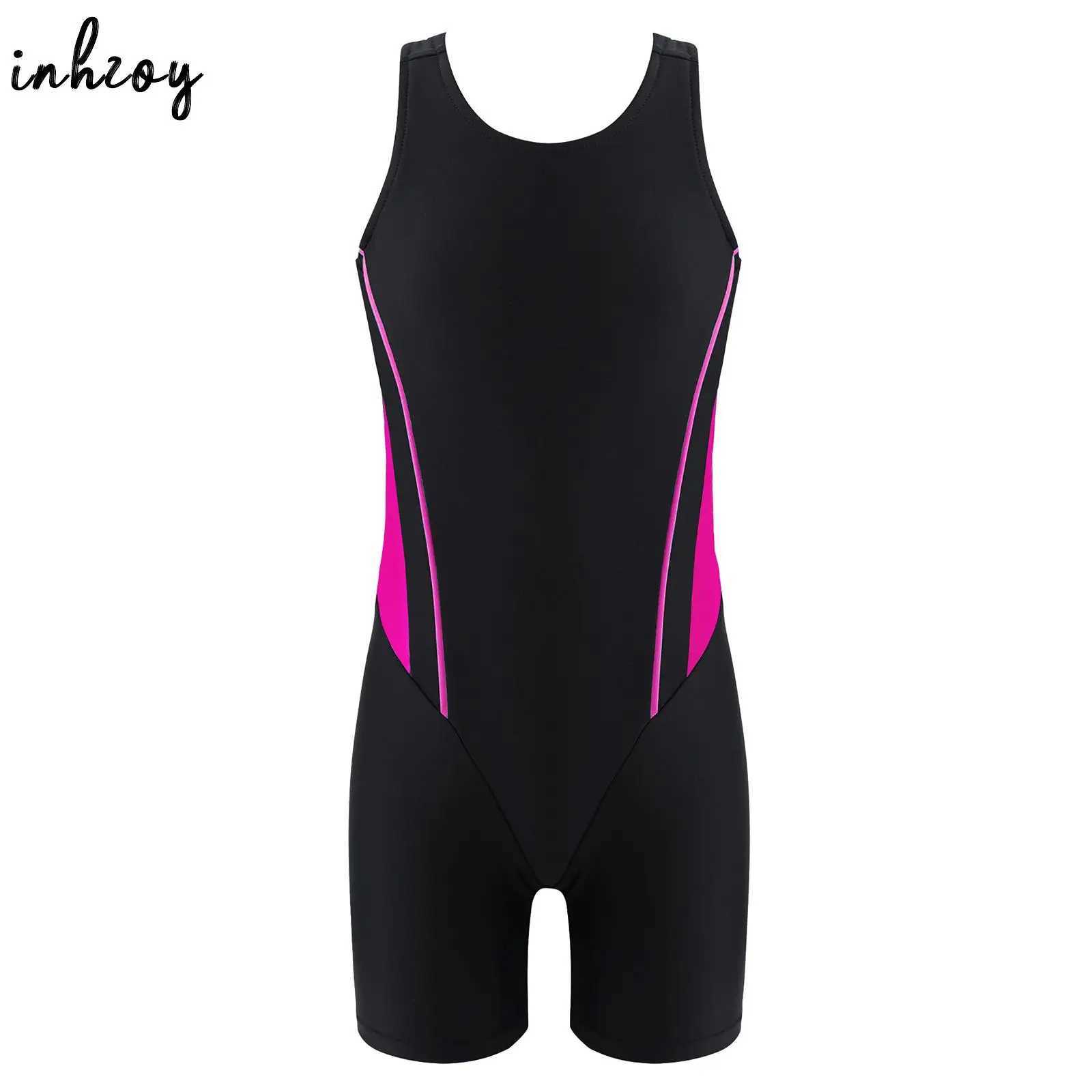 Kids Girls Legsuit Swimsuit Sleeveless One Piece Swimwear Sports Rashguard Shor Wetsuit Surfing Swimming Jumpsuit Bodysuit Z250214