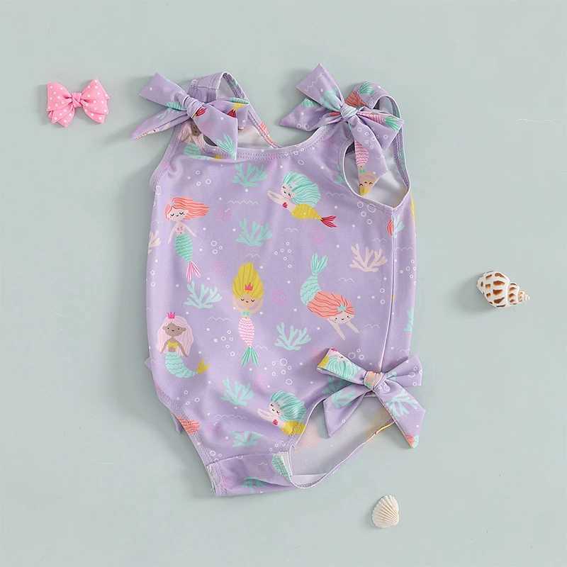 Toddler Girl Swimsuit Animal Print Sleeveless U-Neck Swimsuit Summer Baby Purple Bikini Swimsuit Z250214