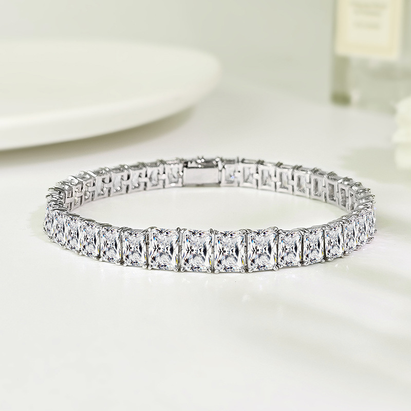 Choucong Brand Wedding Bracelet 18K White Gold Fill Princess Cut White Topaz CZ Diamond High Quality Elegant Lady Women Bangle For Lover Gift