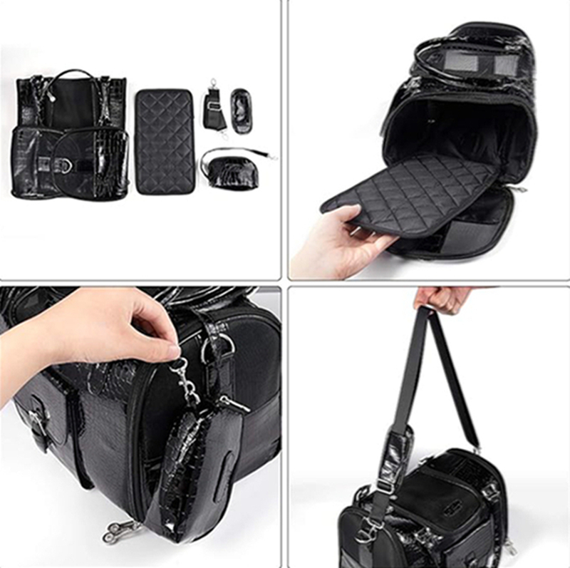 Fashion Pet Carrier, Small Dog Carrier, Cat Carrier, Quality PU Leather Dog Purse, Three Breathable Mesh Pet Carrying Handbag for Travel Walking Hikin