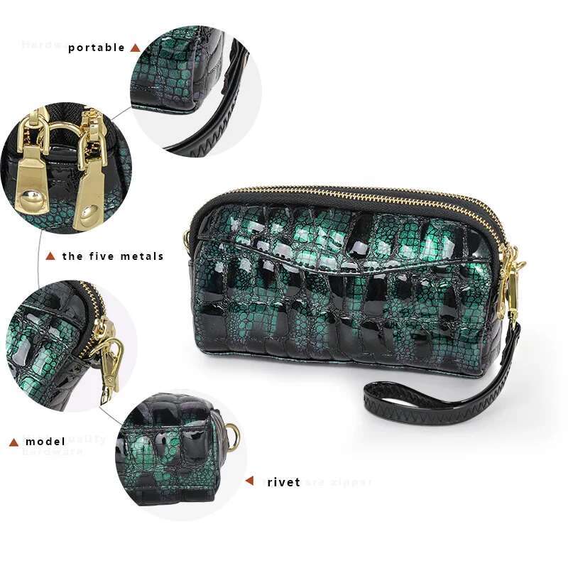 Genuine Handbag Women's 2023 New Crossbody Small Bag Bright Leather Shell Carrying Mobile Phone Zero Wallet