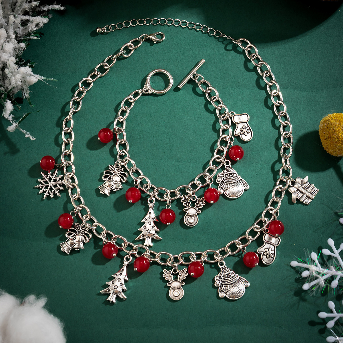 Woman Jewelry minimalist Christmas tree bell snowman creative geometric bead tassel designer necklace