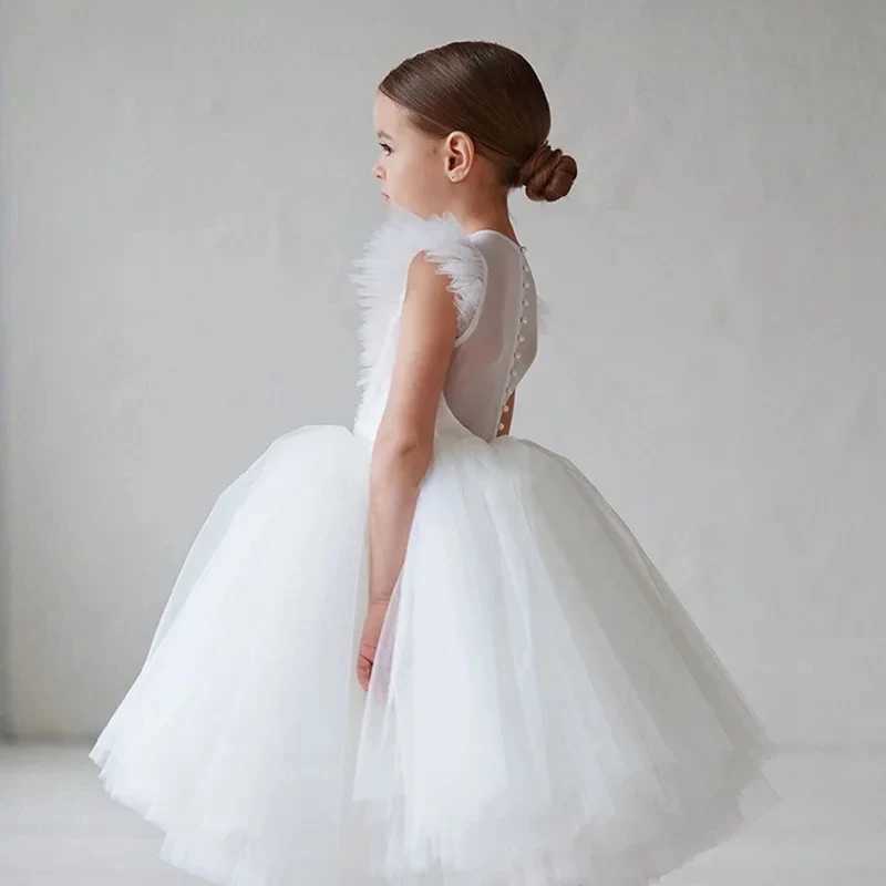 2025 New Summer Girls Dress Elegant Fashion Little Princess Dress Long Tulle Kids Lace Wedding Ceremony Dresses For 2-10 Years Z250214