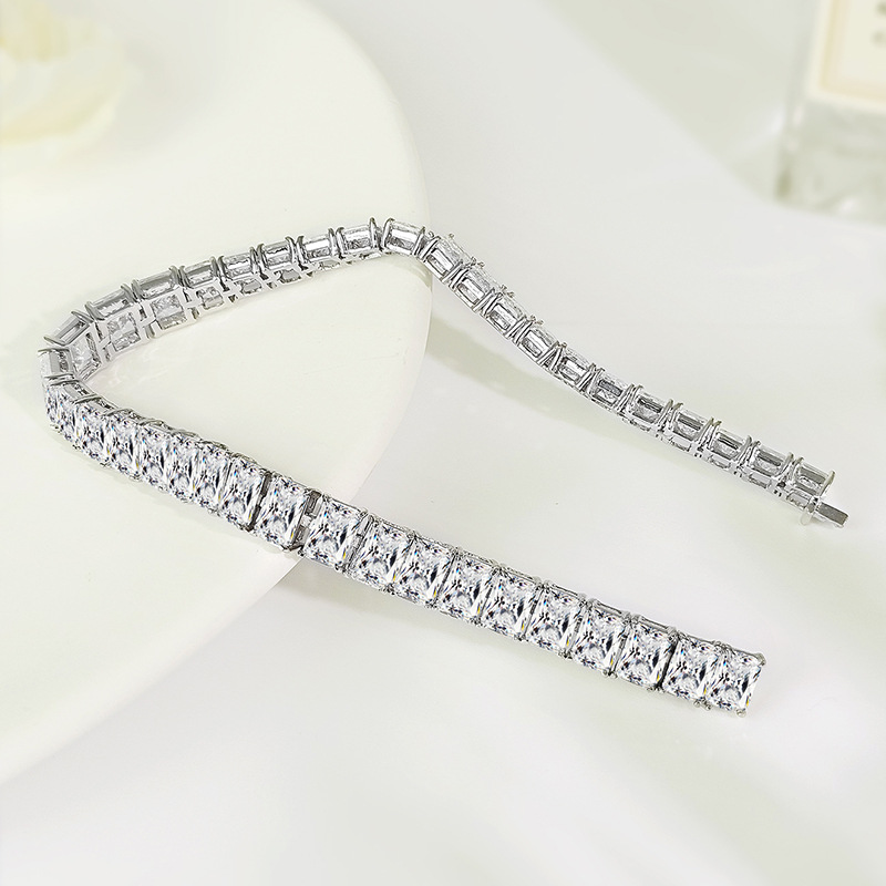 Choucong Brand Wedding Bracelet 18K White Gold Fill Princess Cut White Topaz CZ Diamond High Quality Elegant Lady Women Bangle For Lover Gift