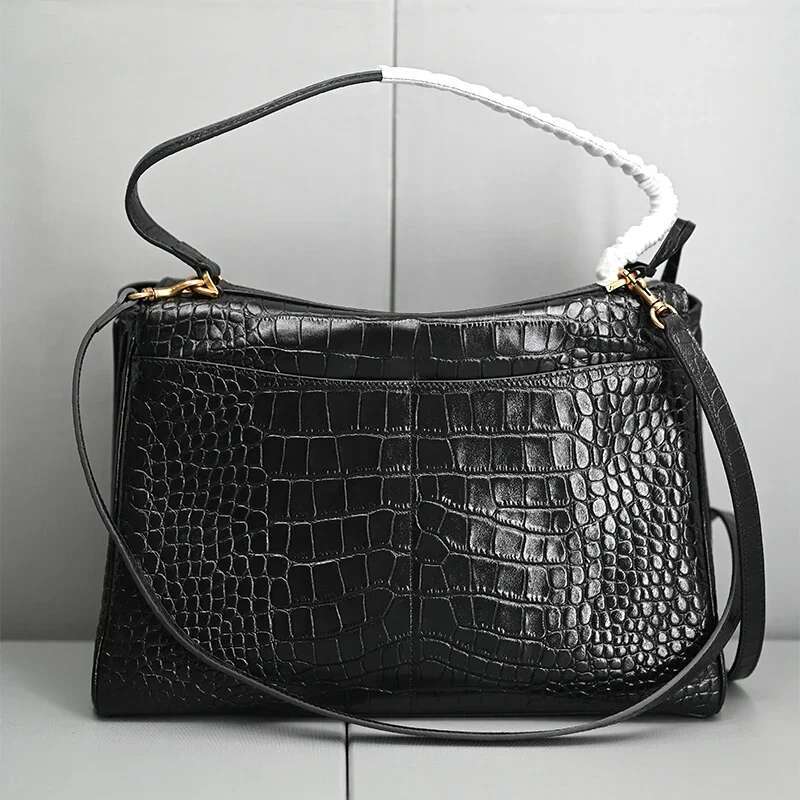 Genuine Leather Handbag 35Cm Crocodile Pattern Women's Bag With A Loose Feel High-End Feeg Lazy Crossbody Large