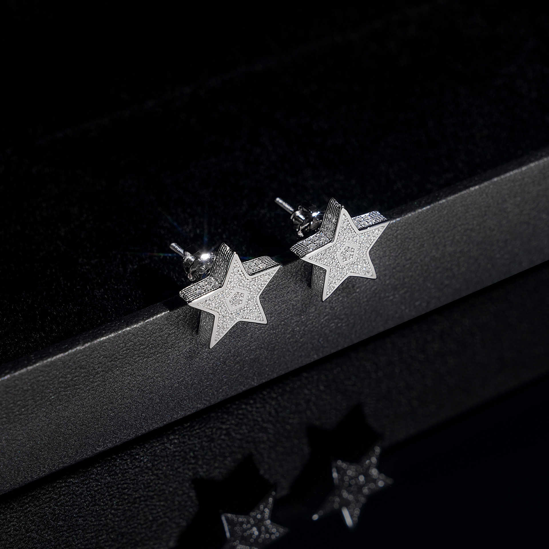 Wuzhou S925 Silver Inlaid Moissanite Earrings Hot Selling Star Style Simple Earrings