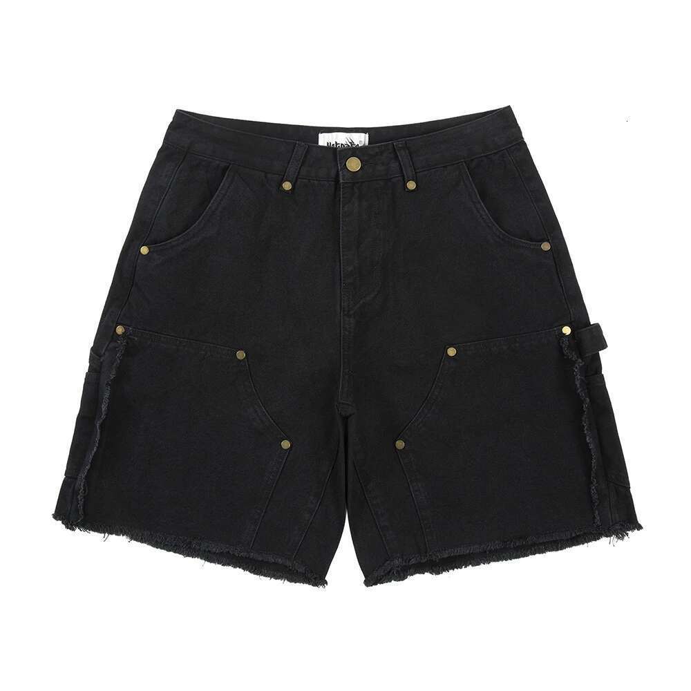 Streetwear New Summer Solid Knee Length Pants Men's Washed Vintage Baggy Casual Cargo Shorts Oversized Haruku Y2k Short