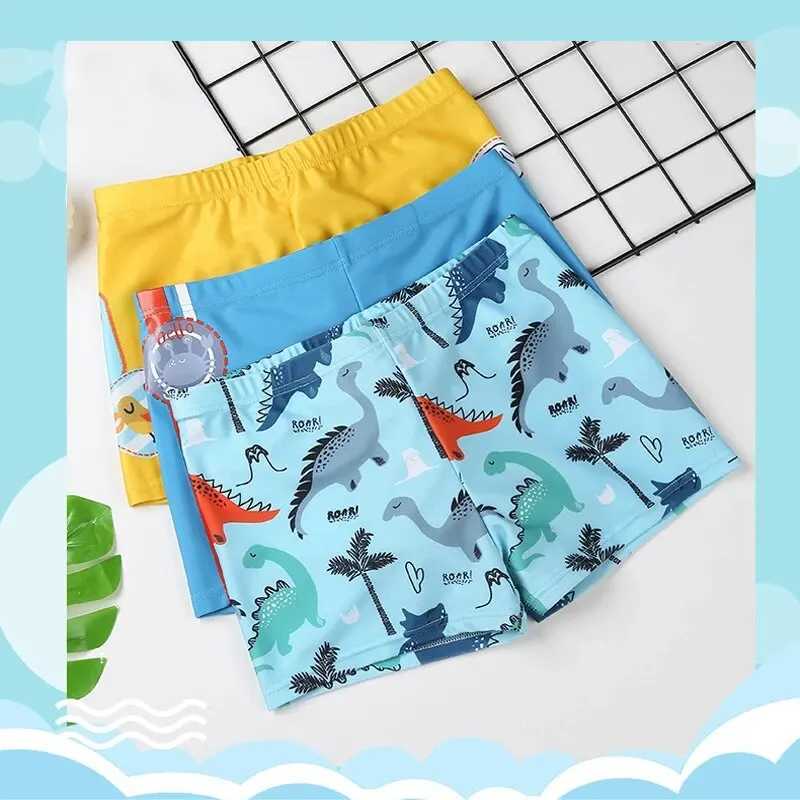 Summer Boys Flat Corner Polyester Medium Children Cartoon Beach Hot Spring Little Boys Water Park Swim Trunks W250214