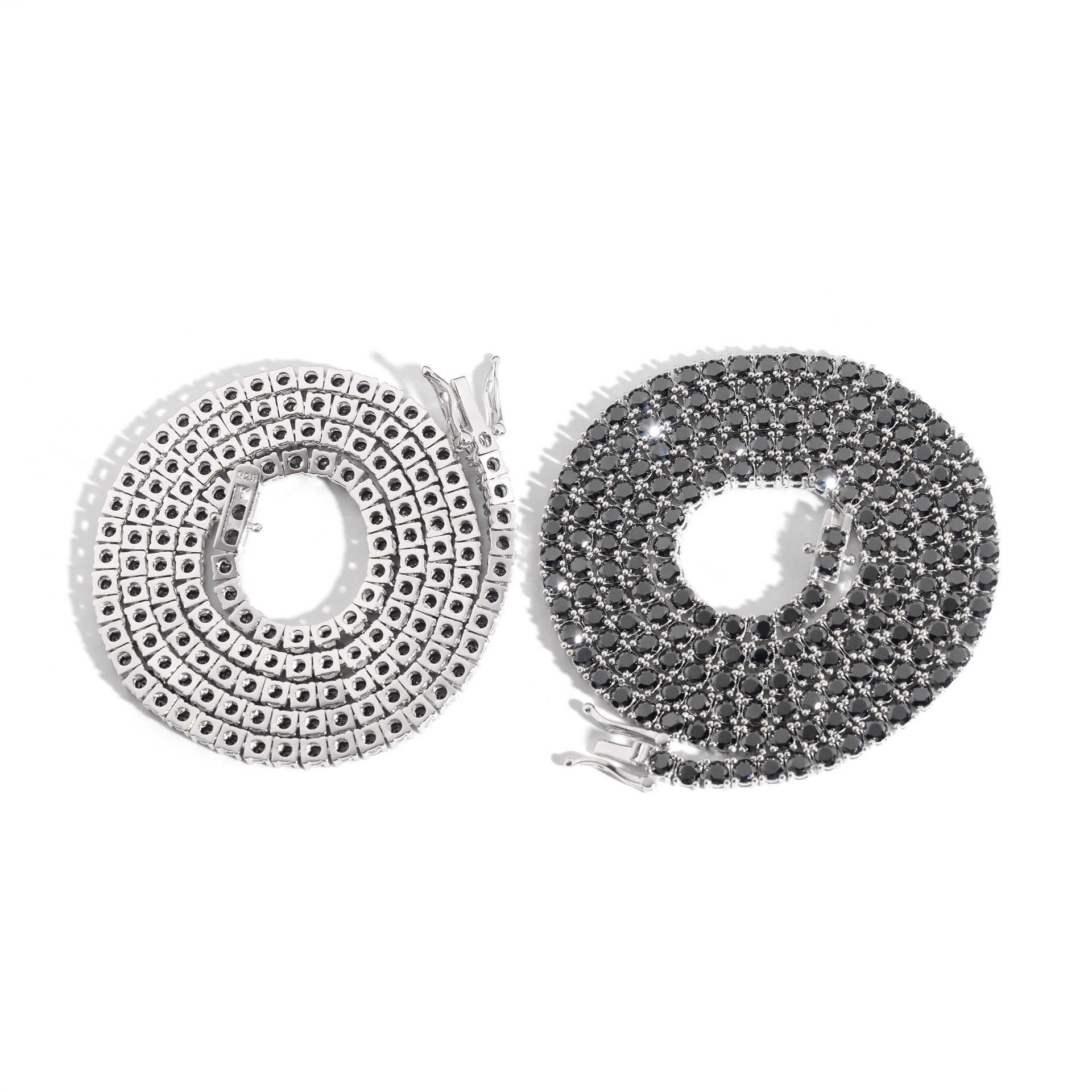 3mm 925 silver inlaid black moissanite single row tennis necklace hip-hop accessories can be tested with diamond pens