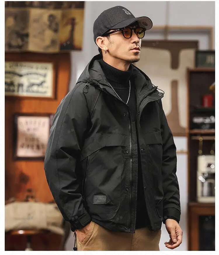 Fall Winter Men's Thickened Padded Workwear Outdoor Hooded Coats Loose-Fit Casual Windbreaker Jacket With Cotton ing