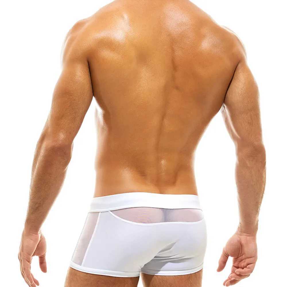 Mens Swim trunks beach pants Surfing bathing suit Surfboard Sexy Mesh Transparent Swimwear Pad Push-up Swimming swimsuits W250214