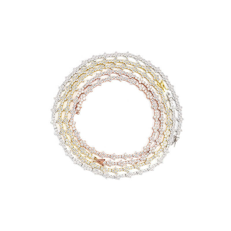 New 925 silver moissanite tennis chain 3-4mm hip-hop mens and womens bracelet necklace HipHop