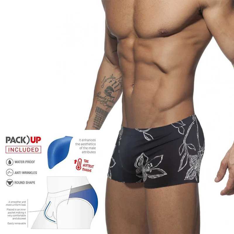 Low Waist Swimsuit Printed Shorts 2023 Push Pad Mens Bikini Bottoms Summer Fashion Swimwear Beachwear Surfing At Sea W250214