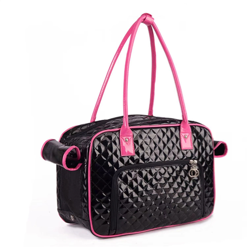 Dog Carrier for Available in All Seasons, Double Sided Breathable Mesh, Holds Up to 8lbs Quality PU Patent Leather Pet Carrier for Outdoor Travel Walk