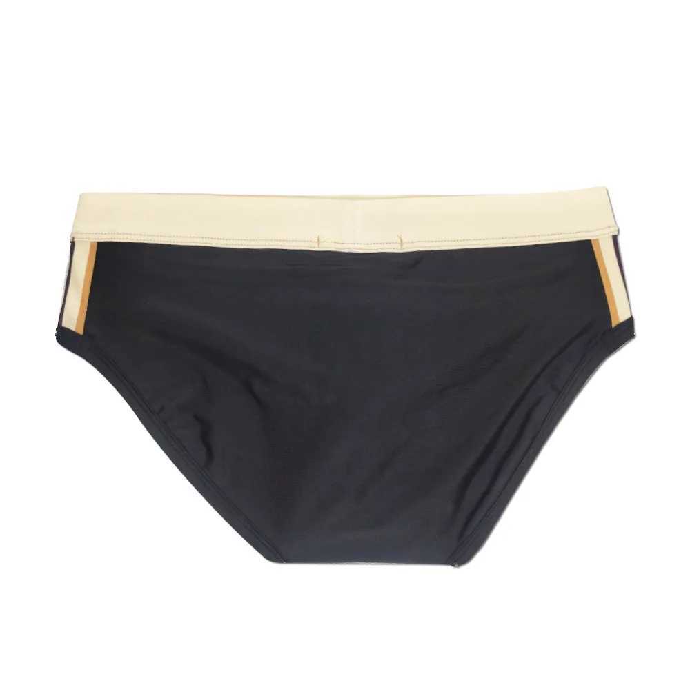 Mens Color Blocked Simple And Sexy Close Fitting Triangular Swimming Trunks With Pad W250214