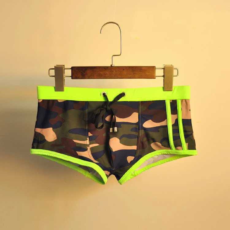 Mens Shorts Camouflage trousers Underpants Swimwear Push-Up Man Swimsuit low waist sexy Swim sport beach Male Swimming Trunks W250214
