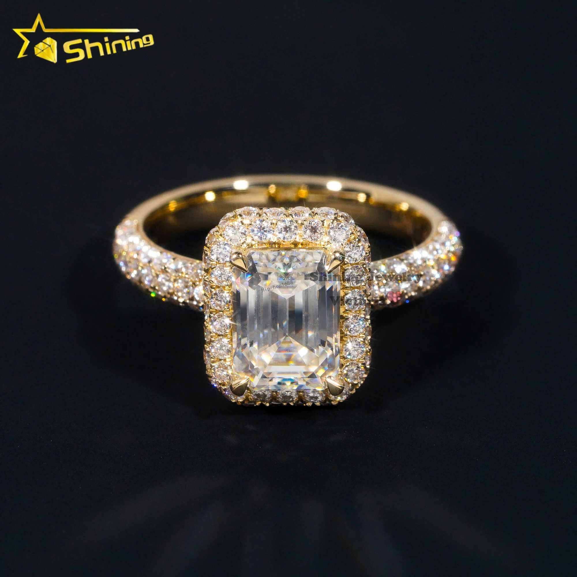 Fine jewelry custom soild gold engagement ring 10K 14k 18K real gold lab diamond moissanite luxury wedding bang ring for women