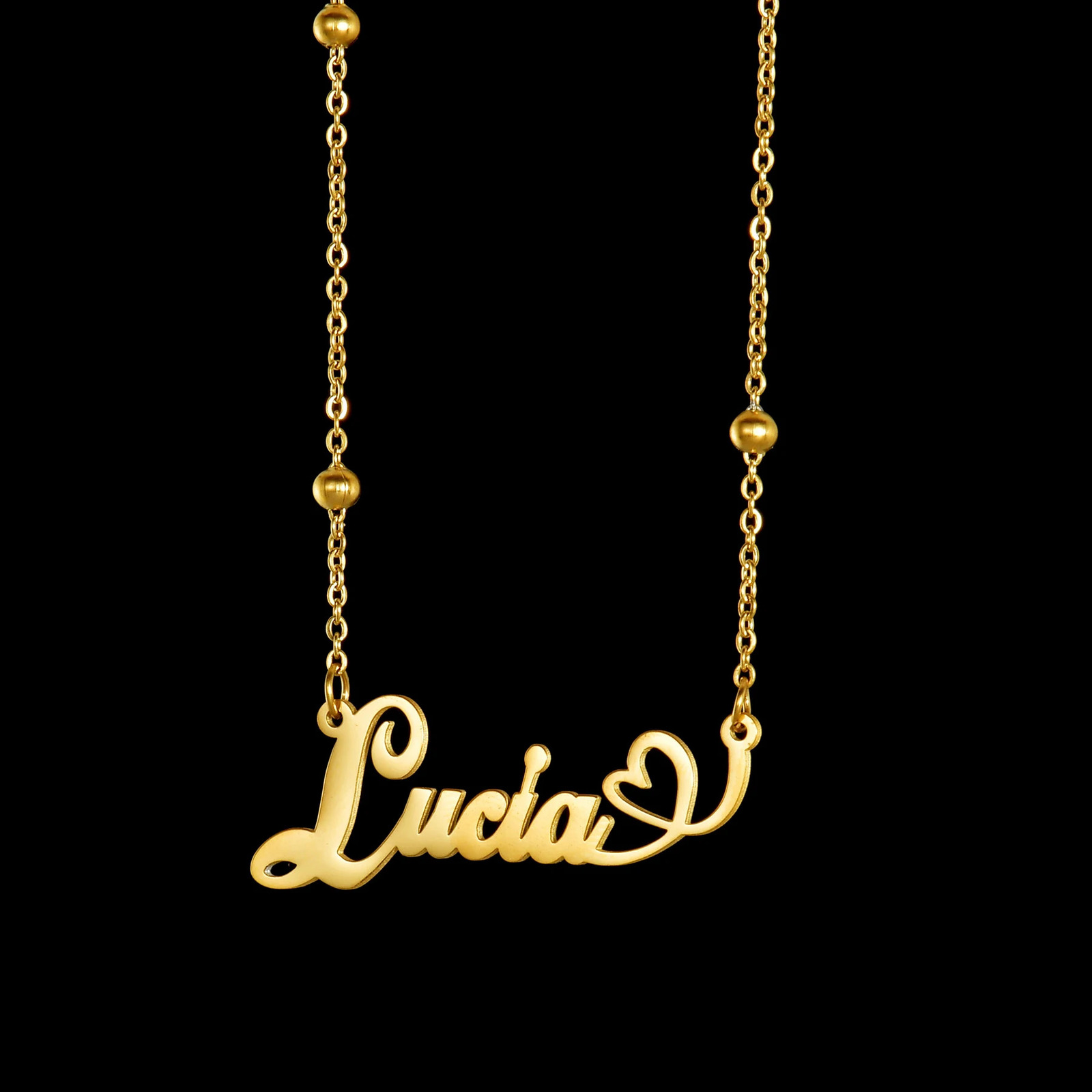 Atoz Personalized Custom Name Necklaces for Women Stainless Steel Wave Chain Collars Pendant Mother Kids Jewelry Gift 250210