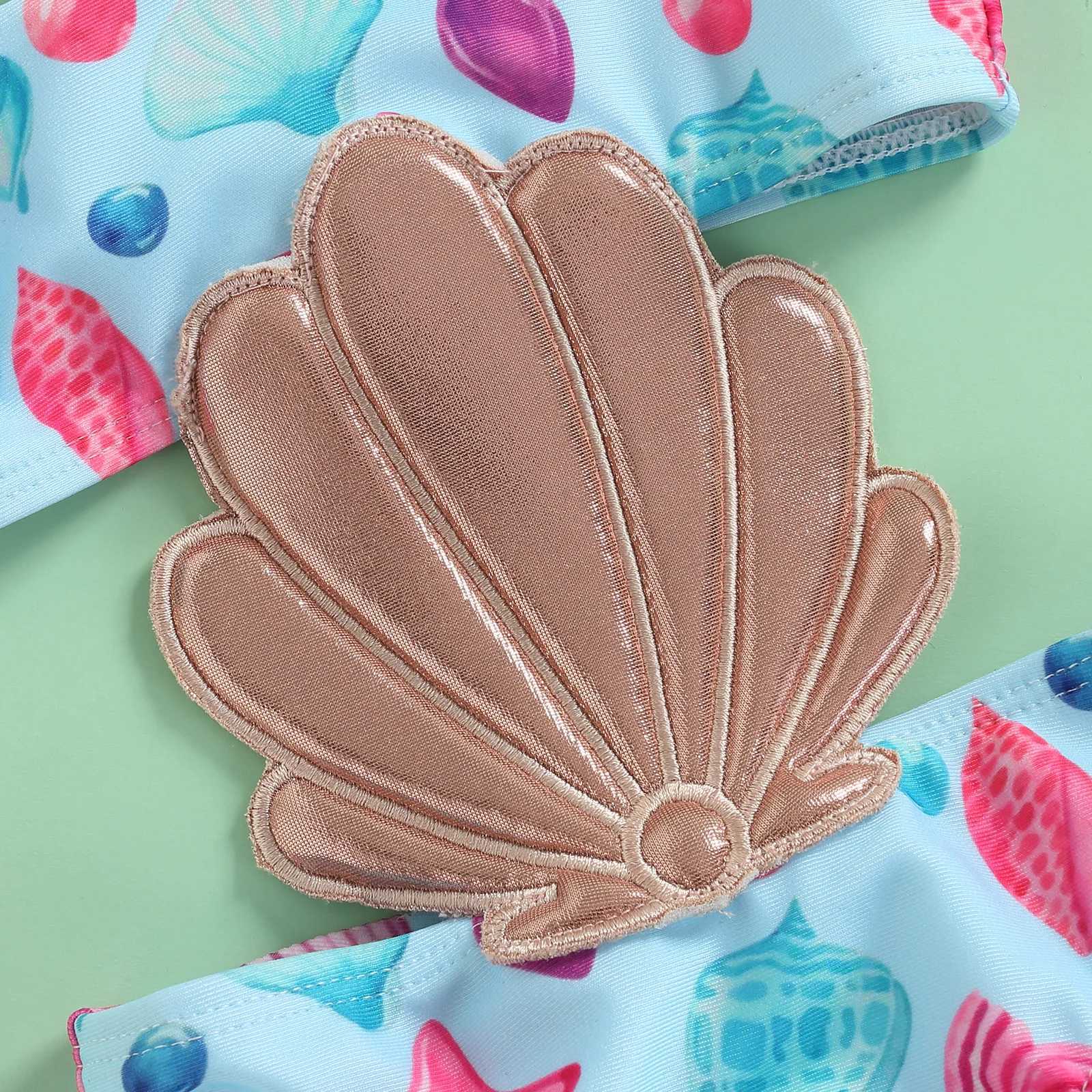 2022 Yiiciovy Baby Girls Summer Swimwear Sweet Girls Bathing Suit Beachwear Sleeveless Swimsuit with Shell Swimsuits Z250214