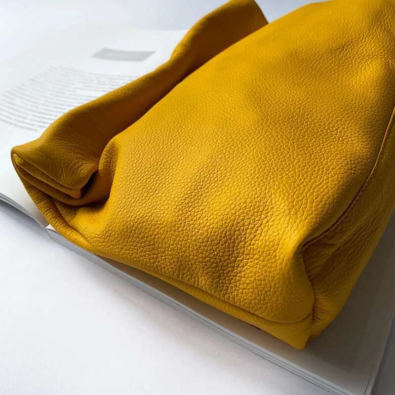 Genuine Leather Design Handbags New Clutch Bag Evening Phone Pocket Women's High Quality Yellow bag