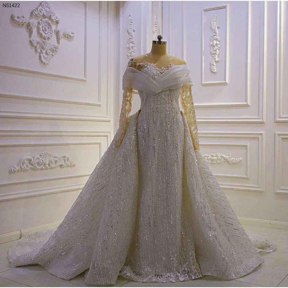 Mermaid sequin dress elegant full lace long sleeves 2 in 1 AM1422