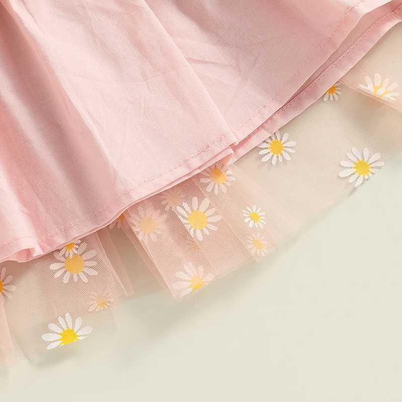 Toddler Dress Kids Girls Par 2023 Summer Sleeveless Daisy Floral Tutu Dress Layered Tulle Dress Princess Birthday Dresses Z250214