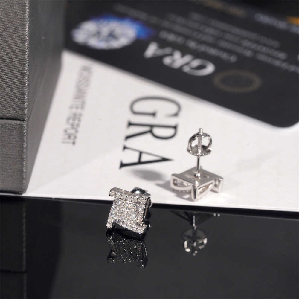 New 925 sterling silver vvs moissani hip-hop personality earrings pass GRA test