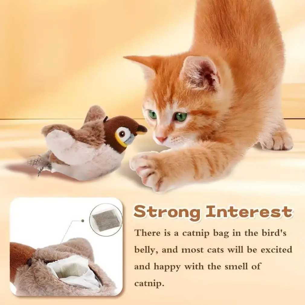 2025 New Rechargeable Interactive Flapping Chirping Toy Bird Caip Toys Cat gamesT250214