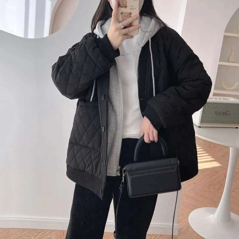 2023 New Womens Winter Clothing Quilted Coat Warm Parka Cotton-padded Jacket Women Korean Fashion Hooded Coats Patchwork Clothes