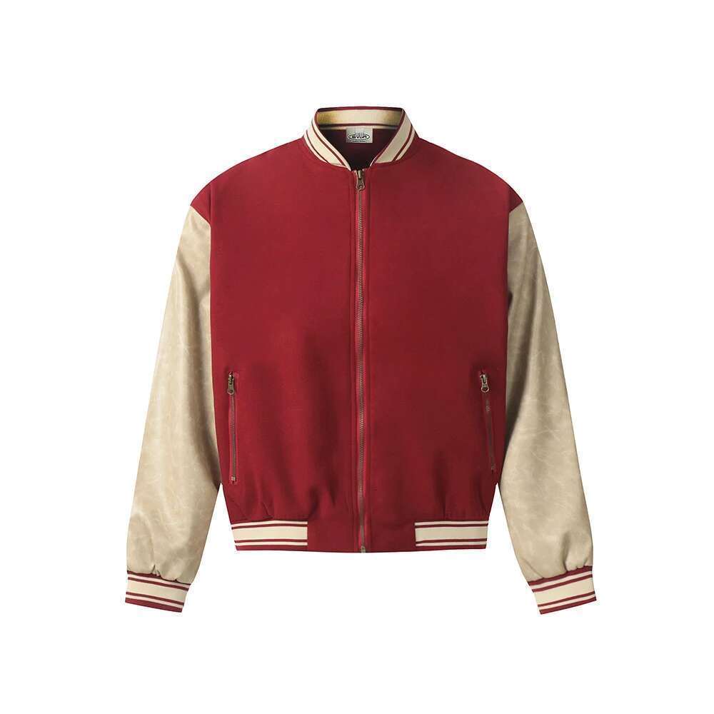 Vintage Letter Embroidery Color Match Windbreaker Jacket For Men And Women Stand Patchwork Winter Coat Oversized Thick Clothes