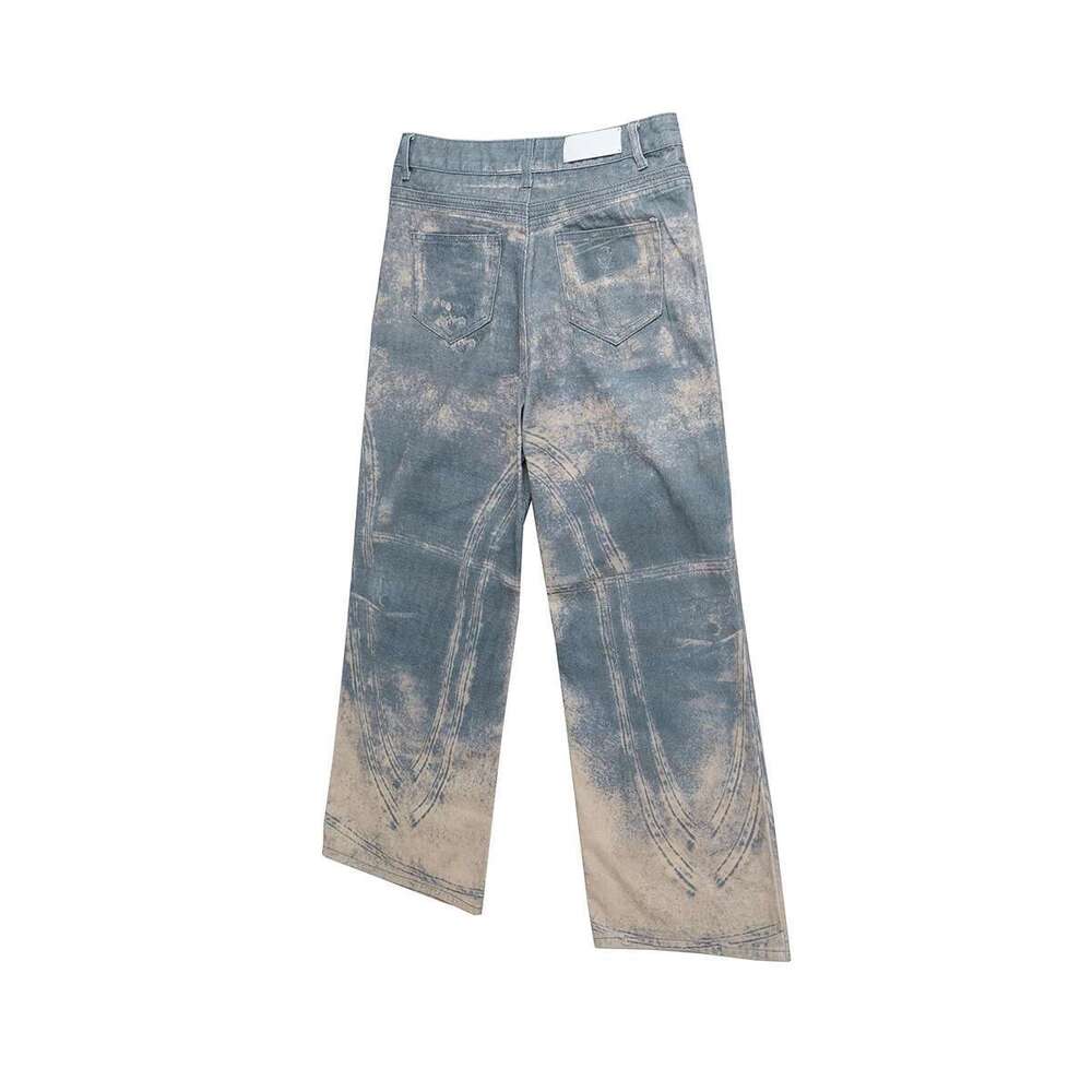 High Street 3D Digital Print Casual Baggy Jeans For Men Wide Leg Straight Patchwork Loose Denim Trousers Oversized Cargo Pants