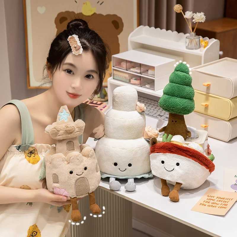 Creative Simulation Tennis Food Tree Plush Toy Cartoon Stuffed Noodles Cake Castle Toy For Children Game Props Funny GiftT250214