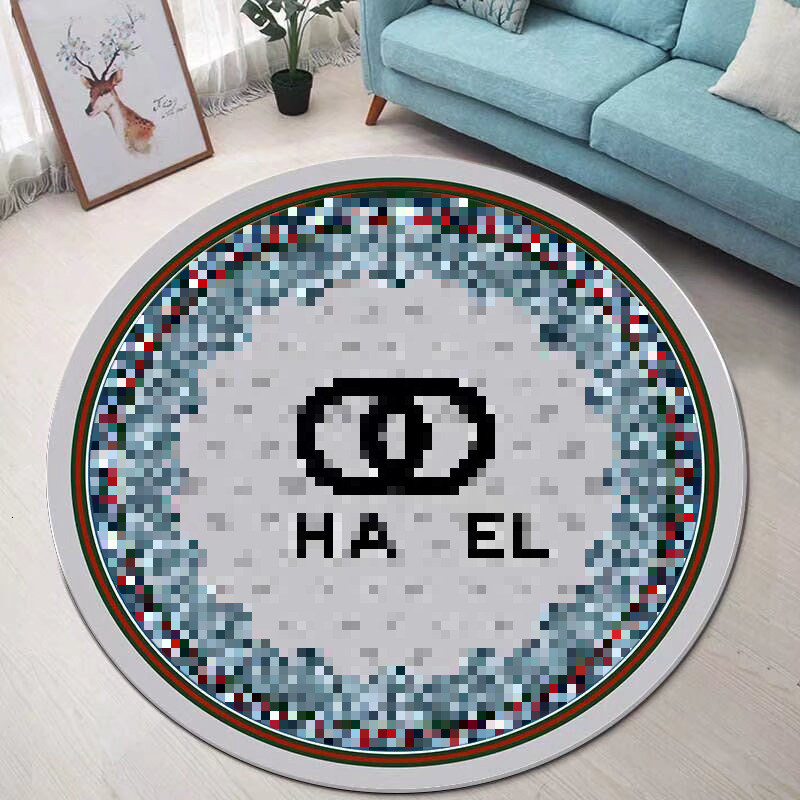 Designer living room circular carpet classic logo printed carpet bedroom living room coffee table mat rugs Home decoration carpet