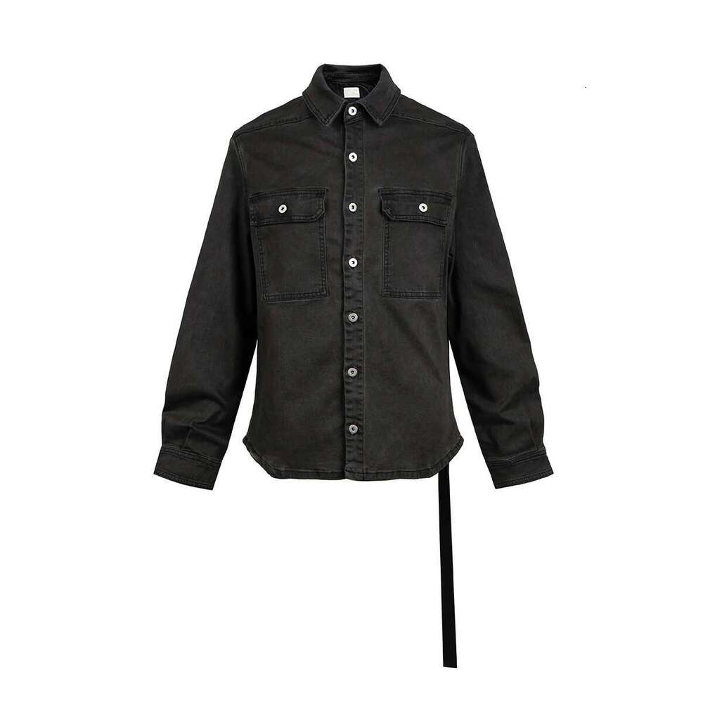 High Street Ribbons Dirty Washed Black Baggy Jeans Jacket For Men And Women Casual Denim Coat Oversized Clothes