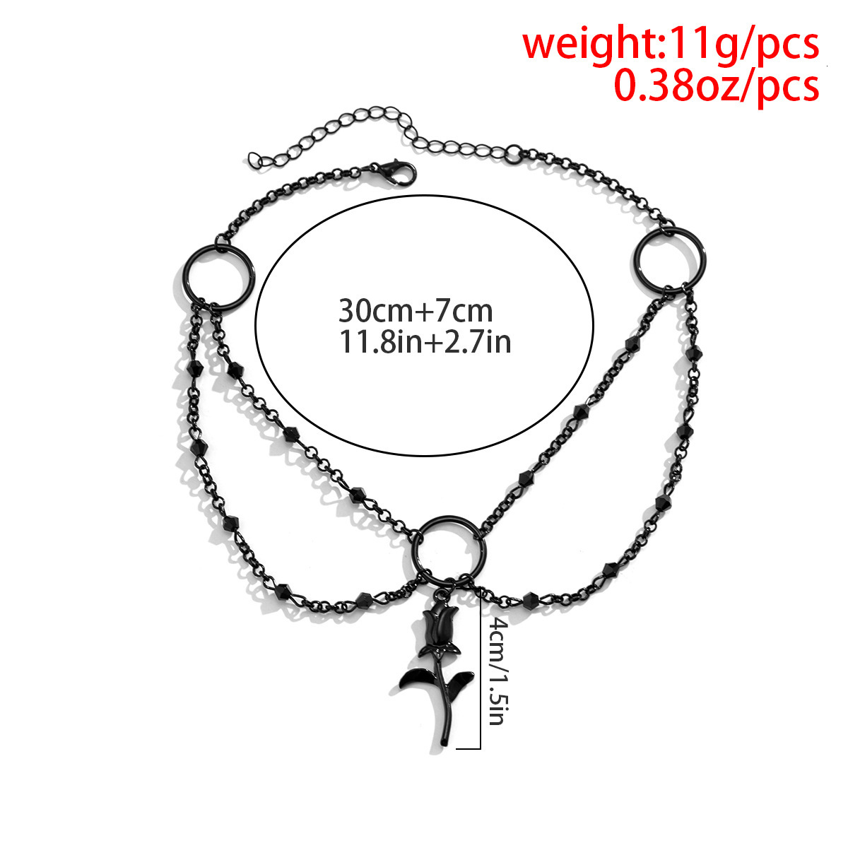 Woman fashion Jewelry minimalist black rose collarbone chain Halloween imitation crystal tassel necklace for women