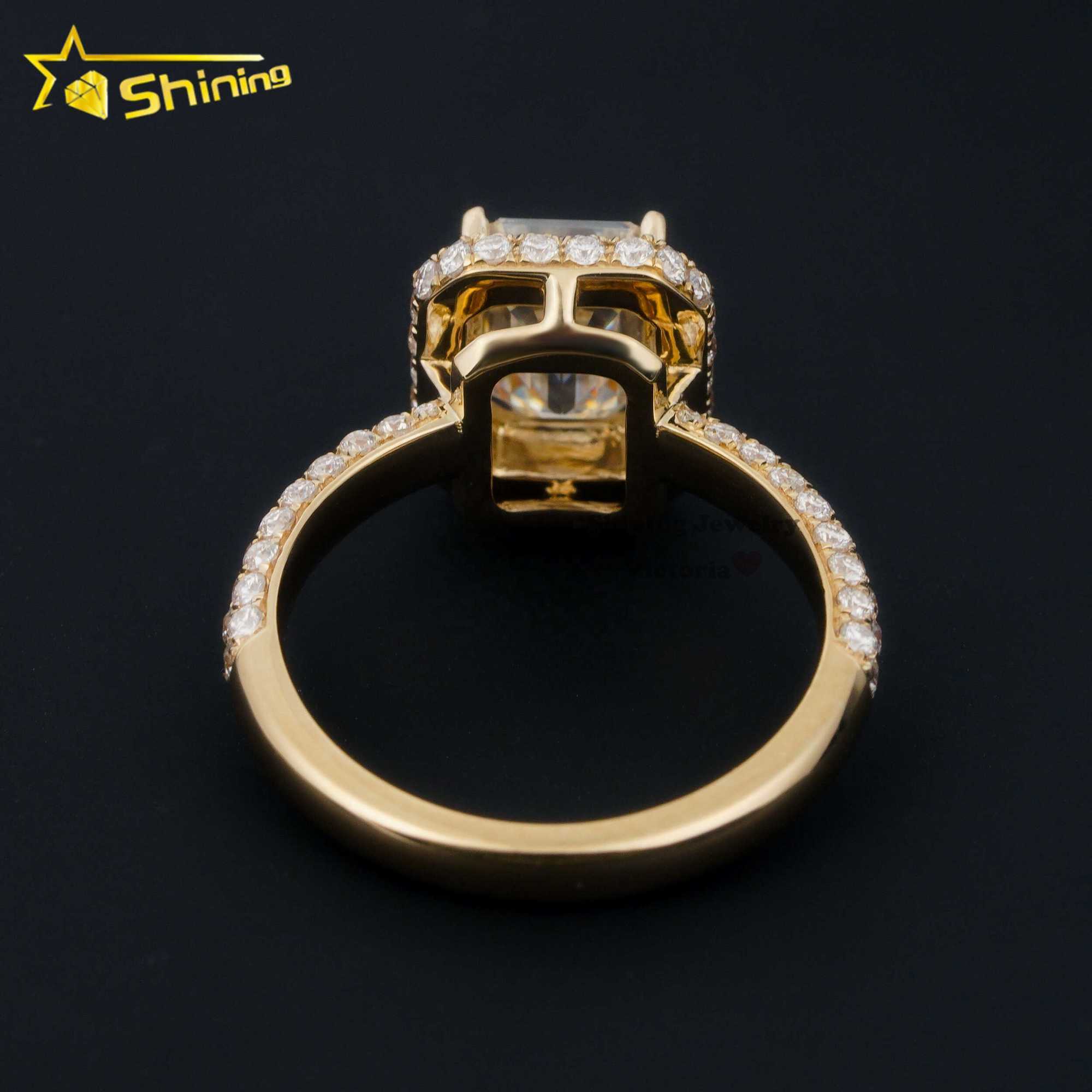 Fine jewelry custom soild gold engagement ring 10K 14k 18K real gold lab diamond moissanite luxury wedding bang ring for women