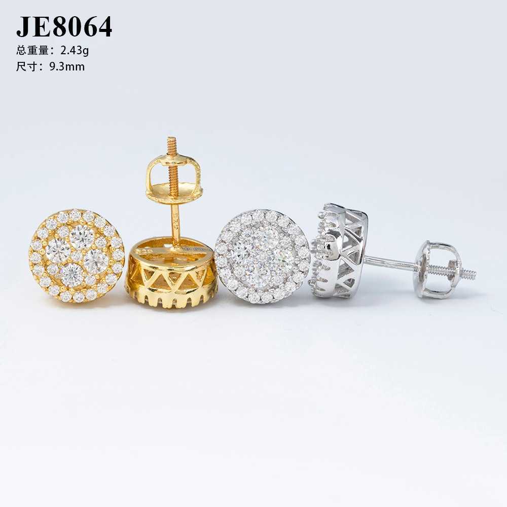 Hot selling round 925 silver moissanite fashionable earrings for men and women can pass the test