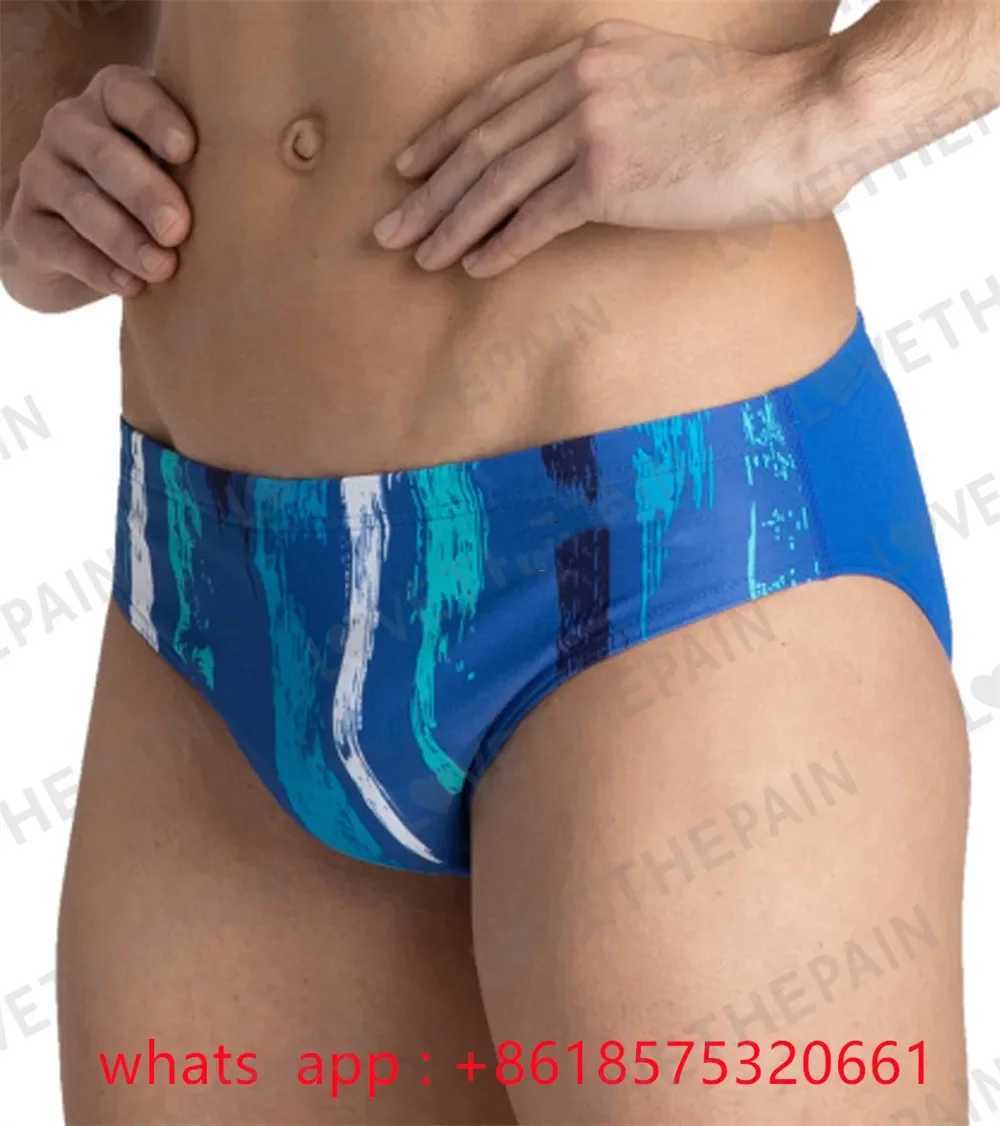 Mens Team Painted Stripes Brief Swimsuit Triangle Swimsuit Leg Boxer Swimming Trunks Swimming Trunks Panties Training Pants W250214