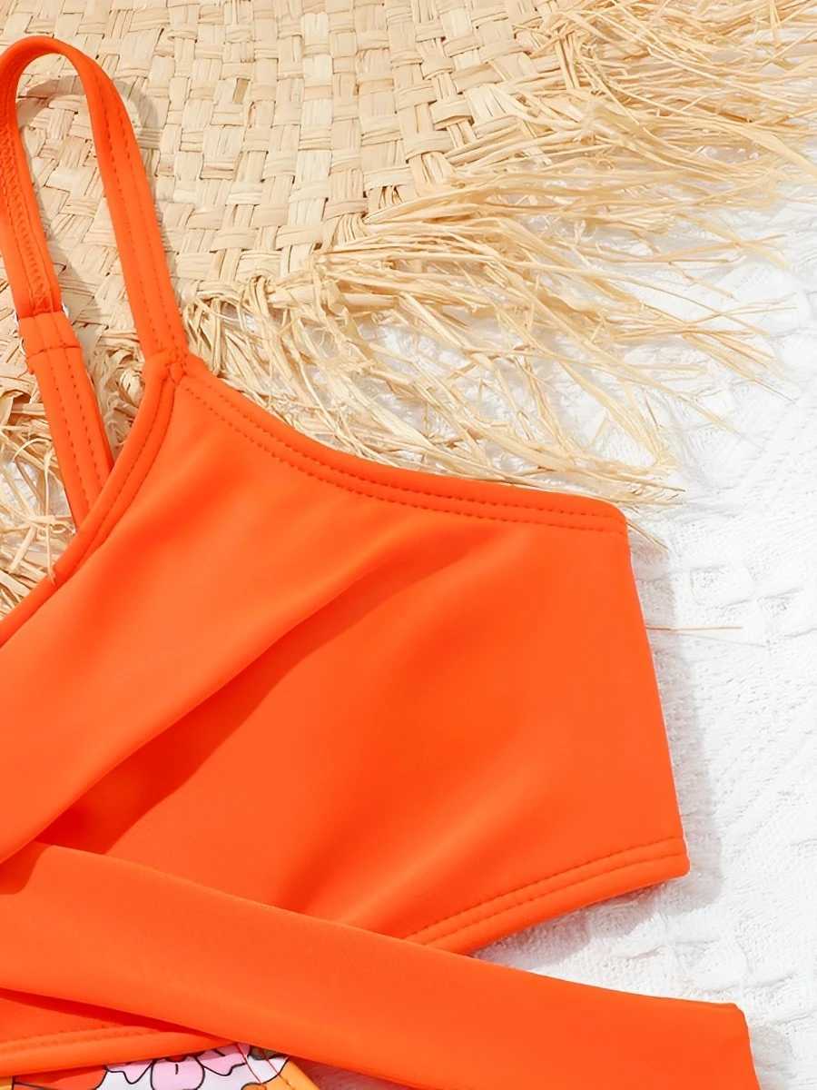 2024 Print Hollow Cross Girls Swimsuit One Piece Kids Swimwear Female Childrens Bathers Bathing Swimming Swim Suit Beachwear Z250214