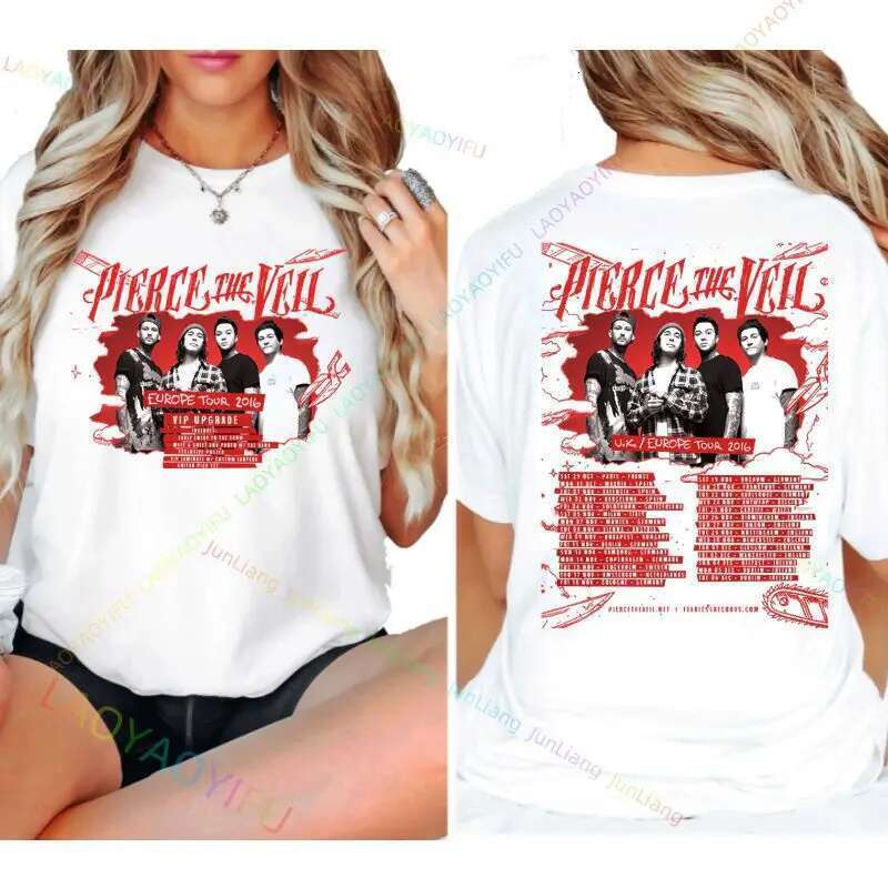 Pierce Veil Rock Band Fun Men's T-Shirt Aesthetic Clothing Women's Summer Short Sleeve Top 2024