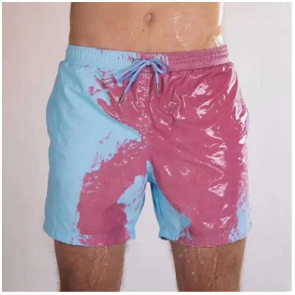 Mens swimming shorts water and temperature sensitive color changing beach shorts summer swimming shorts surfing shorts magical swimsuit W250214