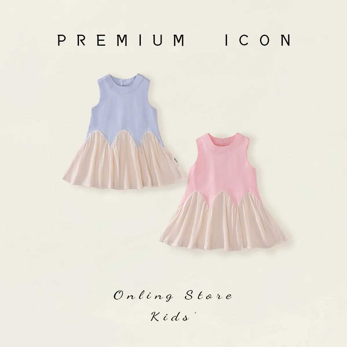 2025 Spring Summer Children Girls Sleeveless Dress Spliced Cotton Kid Girls Frock Candy Color Sweet Toddler Girls Princess Dress Z250214