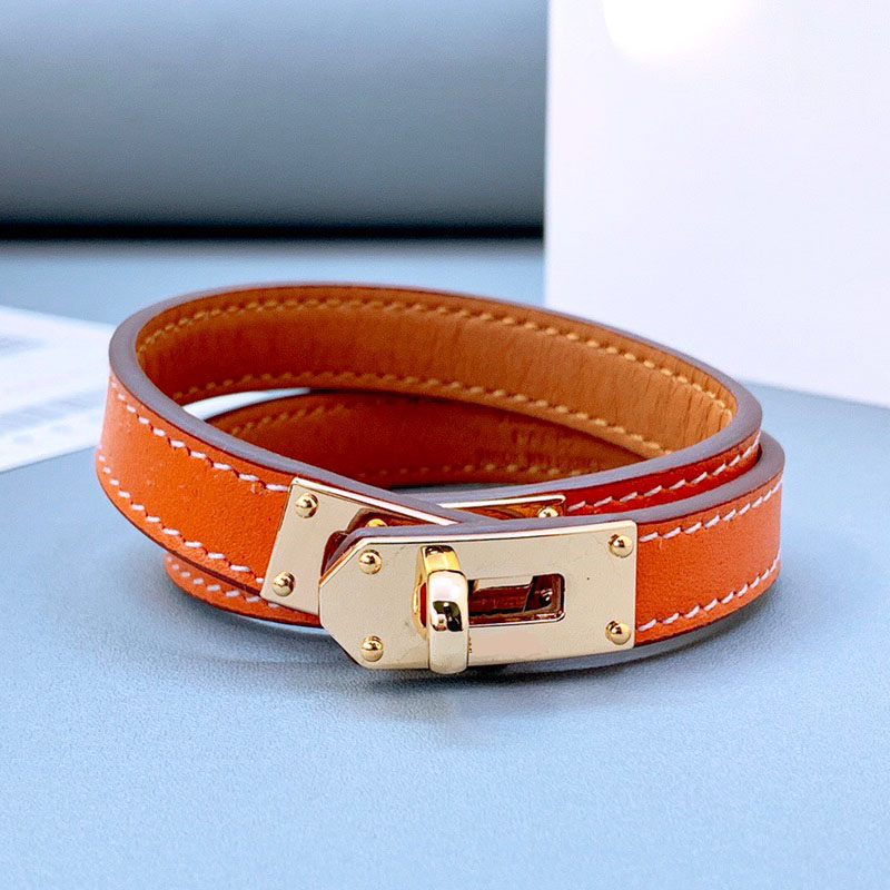 high quality brand jewerlry real leather genuine leather bracelet for women double round