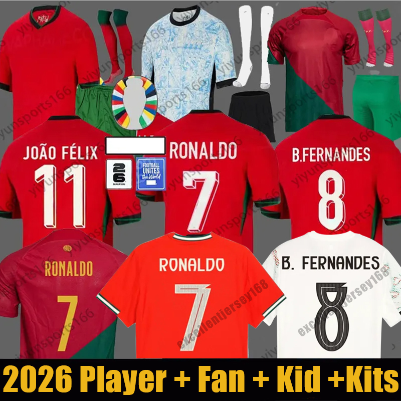 2026 Portugal soccer Jerseys Portuguesa RoNalDo Jerseys JOAO FELIX BERNARDO B. FERNANDES PEPE 22 24 25 Portugal football shirt Team Men Kids kit