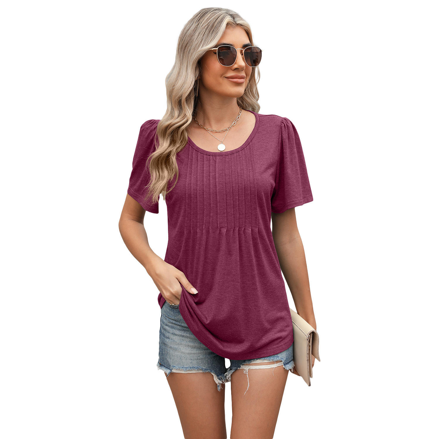 Designer Free Shipping For Spring/summer 2025 Hot Selling New Round Neck Zipper Loose Short Sleeved T-shirt Top
